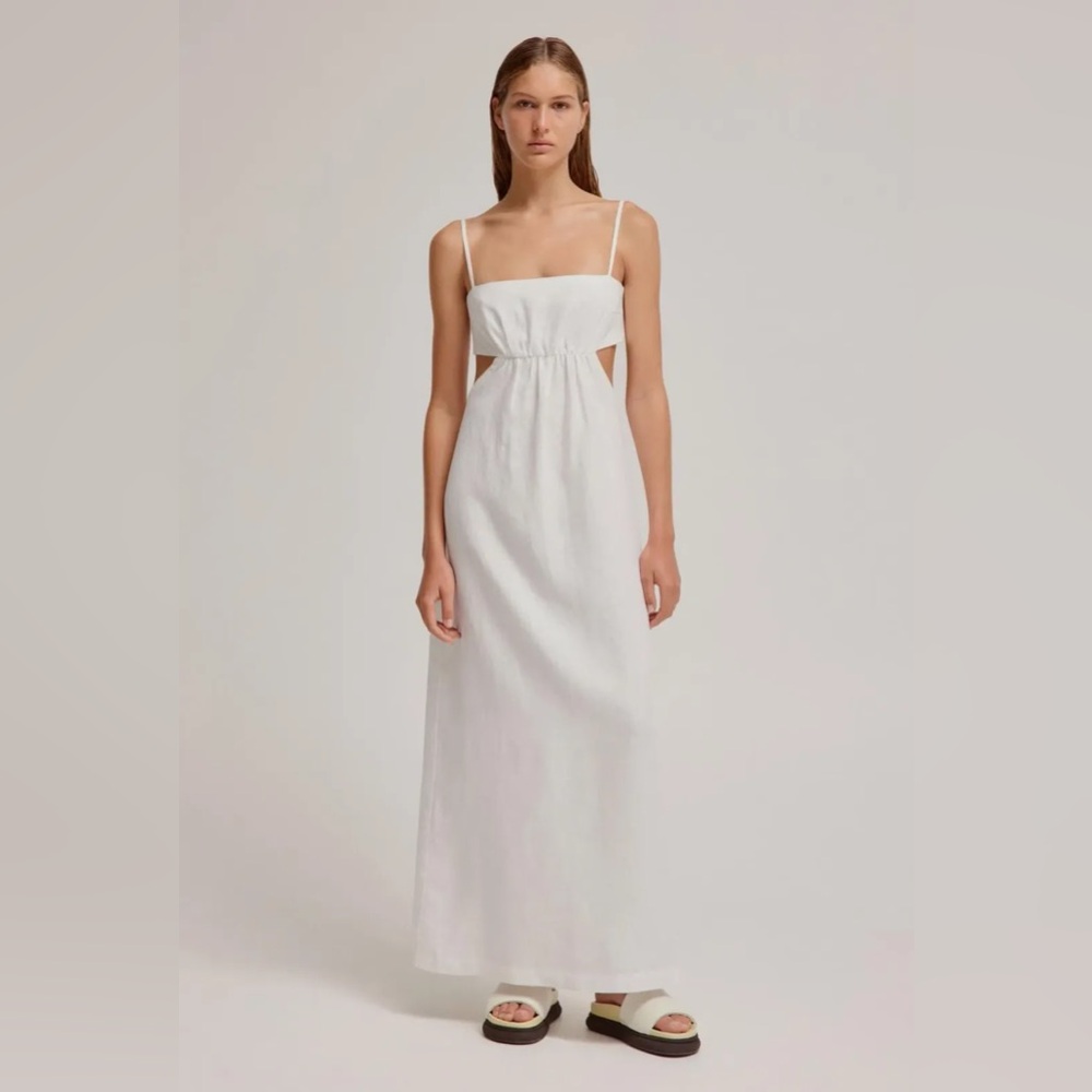 Venroy White Spaghetti-Strap Cutout Maxi Dress